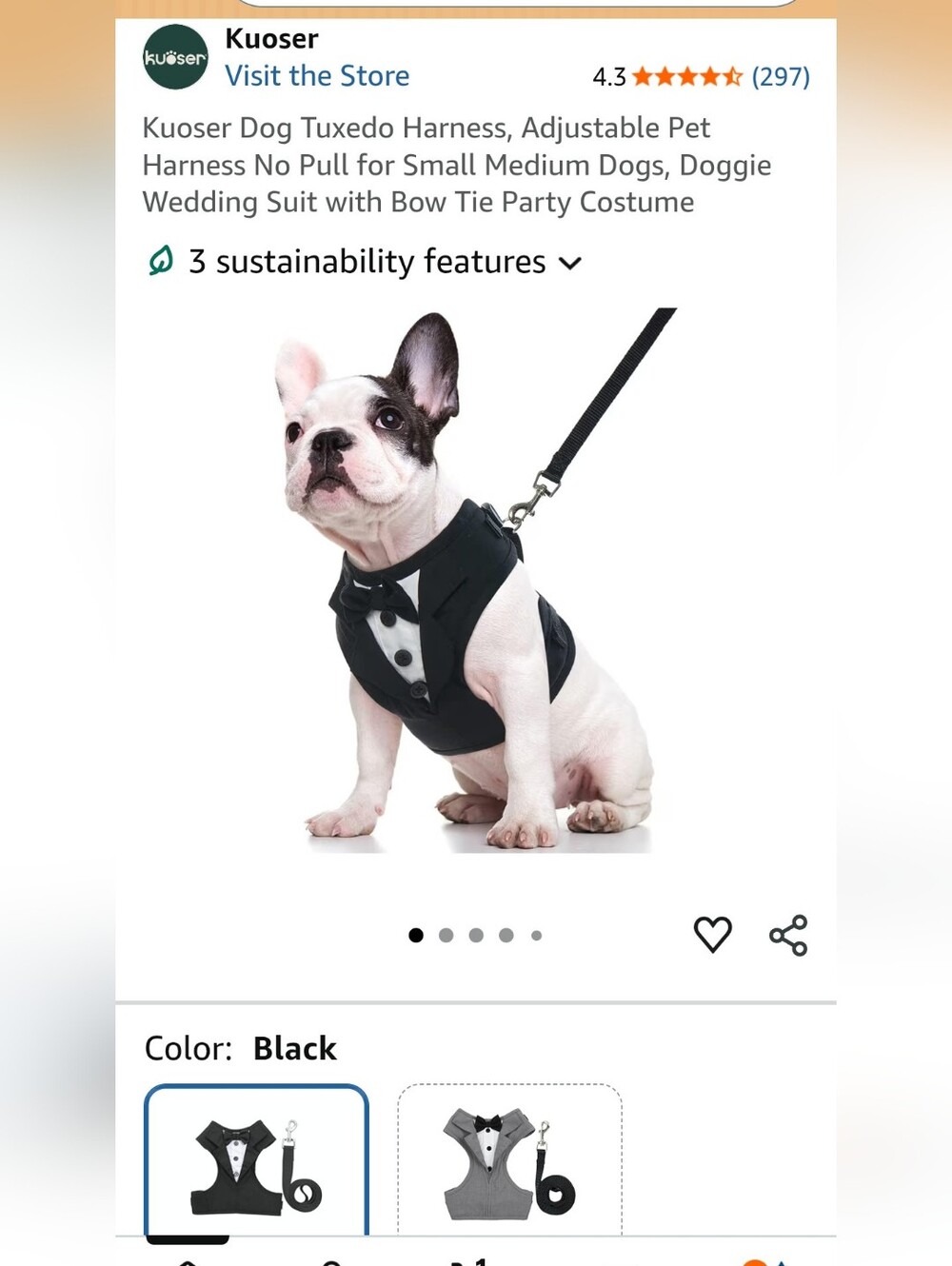 New Kuoser Dog Tuxedo Harness~Adjustable~No Pull~Formal~Wedding~XXS